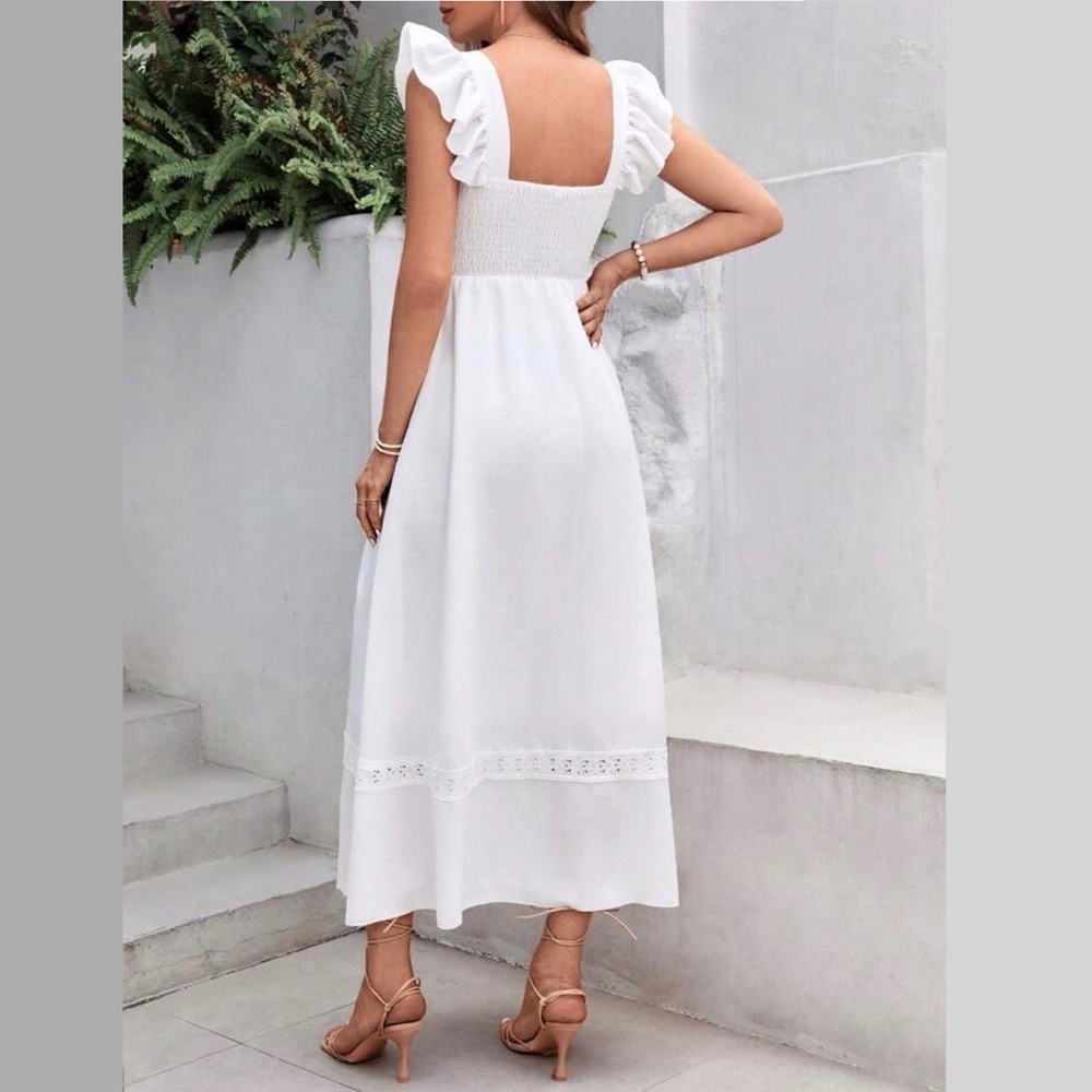 SHIEN CURVE — Plus Size Boho Flared Cap Sleeve Ruffle Hem Dress Size 0XL (12) - Picture 2 of 12
